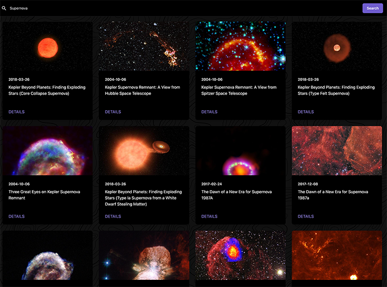 NASA Image and Video Library Screenshot